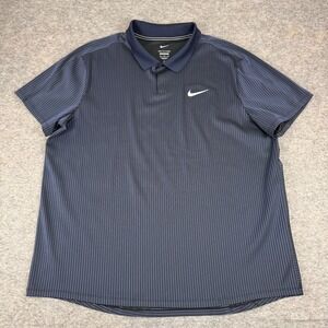 Nike Dri Fit Court ADV Slam Tennis Polo Shirt Slim Fit Blue Mens XXL 2XL
